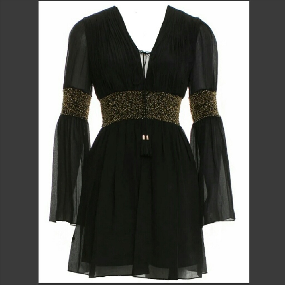 Rachel Zoe Black dress with gold beading